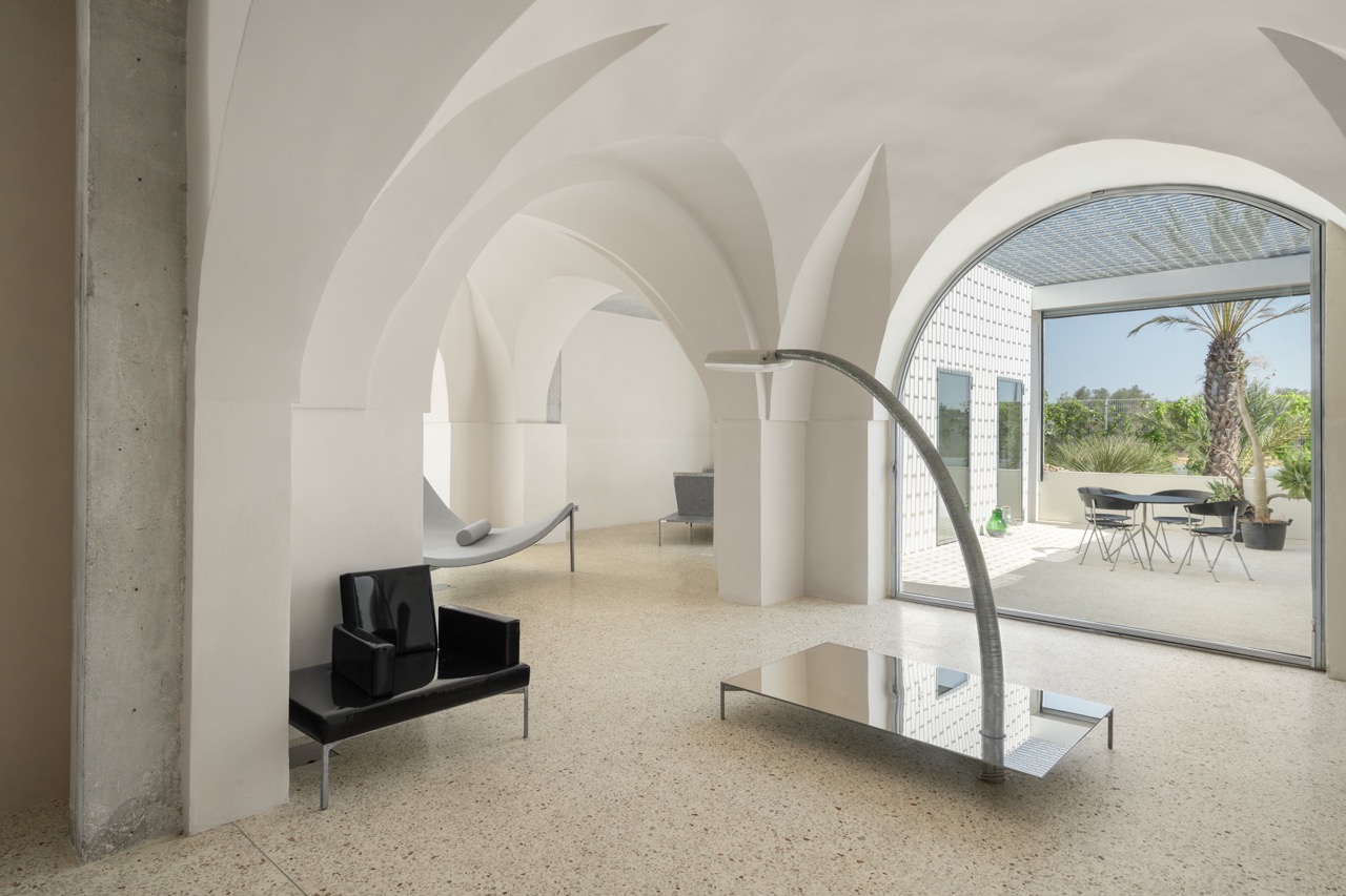 Travertine and timber interior details